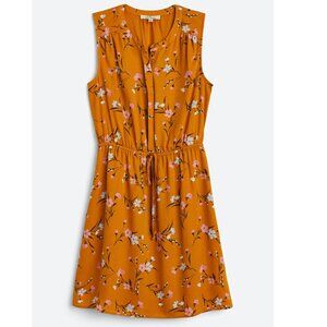 Sleeveless Floral Tie-Waist Dress in Mustard & Pink